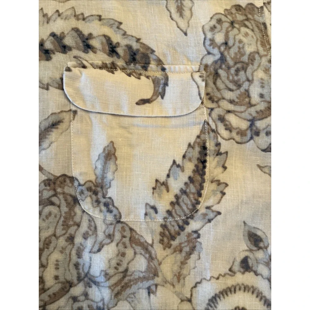Tommy Bahama 100% Linen Shirt Island Floral Print Mens XL Muted Colors